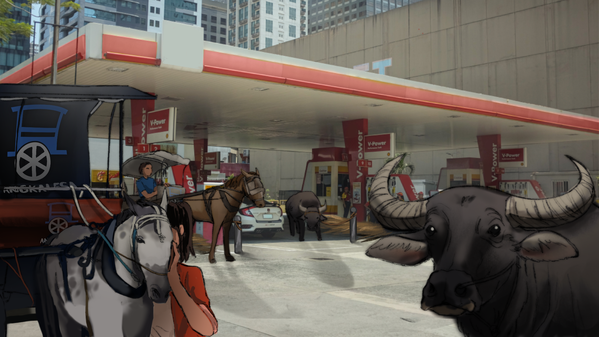 Horses and carabaos crowd Taft Avenue as Lasallians seek alternatives amid oil price hikes